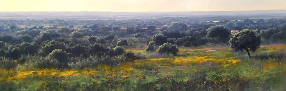 Un paseo por la cola del pantano - Óleo sobre madera preparada - 40x122